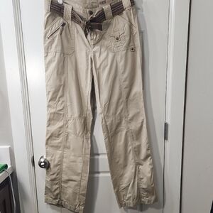NWT - Women's Natural Reflections Tan Cargo Pants with Belt - Size 10